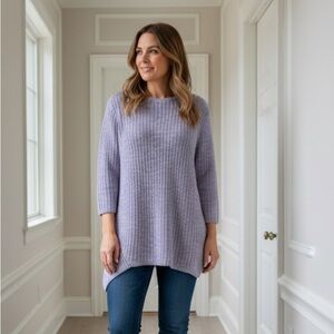 Pure Jill J. Jill Lavender Marled Knit Oversized Asymmetric Hem Sweater M Casual
